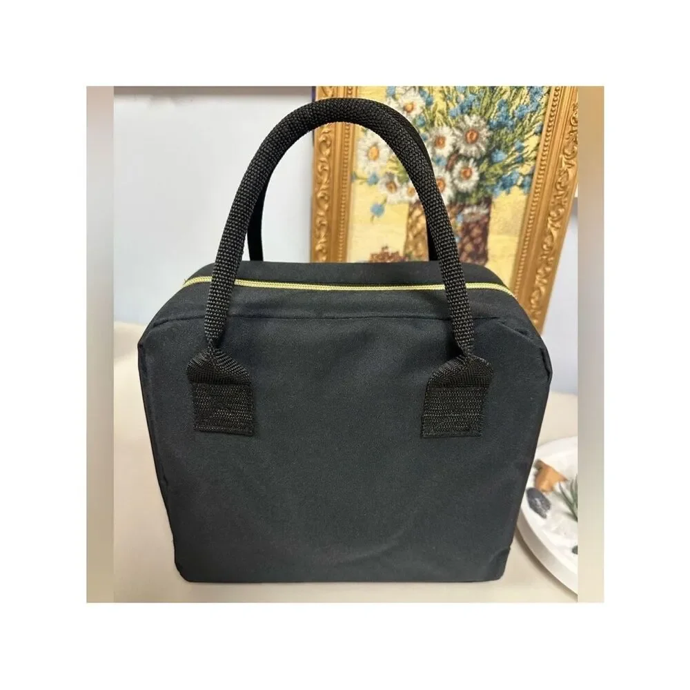 fit + fresh Bloomington Black Lunch Tote Bag w/ Handles Ice Pack & 2 Containers